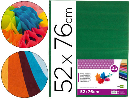 [2072799] LIDERPAPEL - PAPEL SEDA VERDE OSCURO 52X76CM 18 GR/M2 PAQUETE DE 25 HOJAS (Ref.SE30)