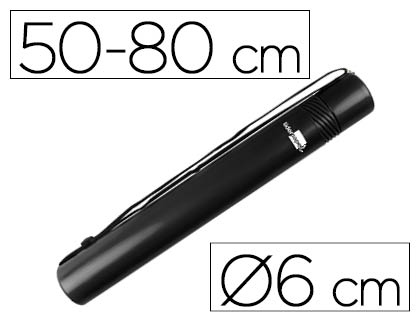 [2036140] LIDERPAPEL - PORTAPLANOS PLASTICO DIAMETRO 6 CM EXTENSIBLE HASTA 80 NEGRO (Ref.PP05)