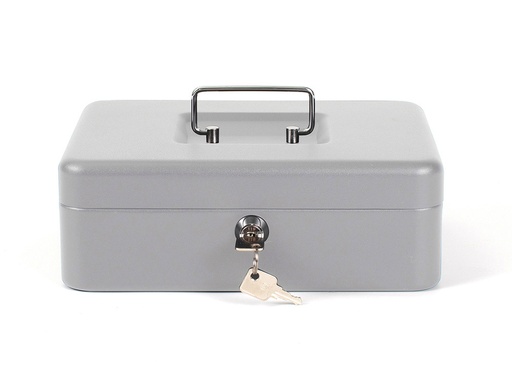 [2037661] Q-CONNECT - CAJA CAUDALES 10" 250X180X90 MM PLATA CON PORTAMONEDAS (Ref.KF03324)