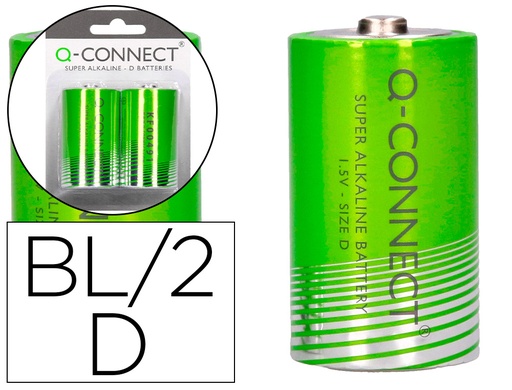 [2033651] Q-CONNECT - PILA ALCALINA D -BLISTER CON 2 PILAS (Ref.KF00491)