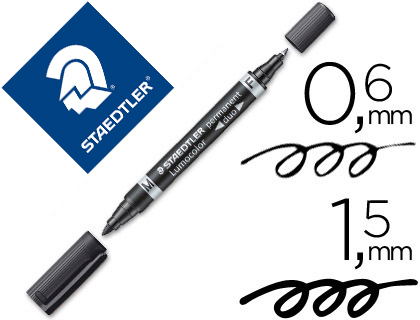 [9043080] STAEDTLER - Marcador LUMOCOLOR DUO NEGRO ANCHOS DE TRAZO: 0,6 Y 1,5 MM. (Ref.348-9)