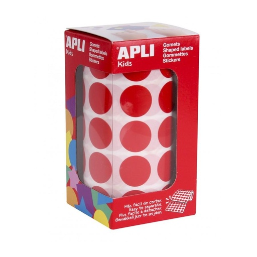 [9048754] APLI - Rollo 59 HOJAS GOMETS BRILLANTES REDONDOS ROJOS 20 MM. Ø (Ref.4861)