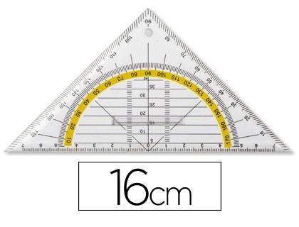 [2059100] LIDERPAPEL - ESCUADRA GEOMETRIA 16 CM PLASTICO CRISTAL CON PESTAÑA DE SUJECCION (Ref.ES10)