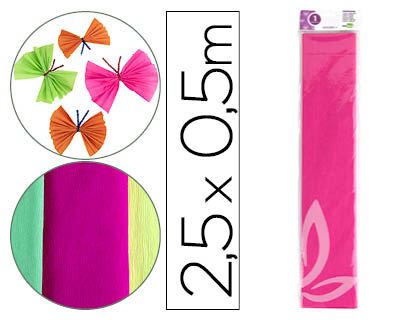 [2078485] LIDERPAPEL - PAPEL CRESPON 50 CM X 2,5 M 34G/M2 ROSA FLUORESCENTE (Ref.CP38)