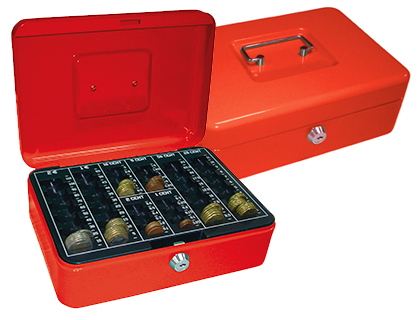 [2037659] Q-CONNECT - CAJA CAUDALES 10" 250X180X90 MM ROJA CON PORTAMONEDAS (Ref.KF03322)