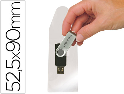 [2078092] Q-CONNECT - FUNDA AUTOADHESIVA PARA MEMORIAS USB CAPACIDAD PARA 10 UNIDADES 52,5X 90 MM (Ref.KF22350)