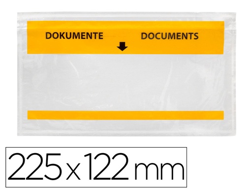 [2028664] Q-CONNECT - SOBRE AUTOADHESIVO PORTADOCUMENTOS MULTILINGUE 225X122 MM VENTANA TOTALMENTE TRANSPARENTE PAQUETE DE 100 (Ref.KF21725)