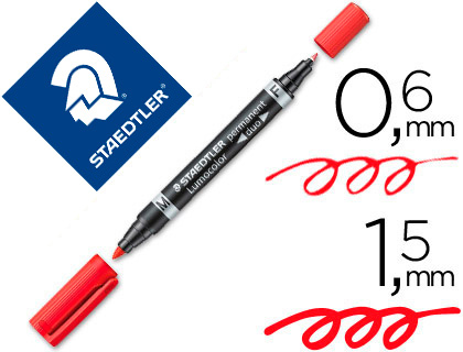[9043079] STAEDTLER - Marcador LUMOCOLOR DUO ROJO. ANCHOS DE TRAZO: 0,6 Y 1,5 MM. (Ref.348-2)