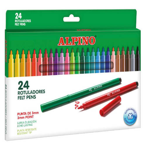 [9078311] ALPINO - Rotuladores Estuche 24 ud Lavable Colores Surtidos (Ref.AR001003)