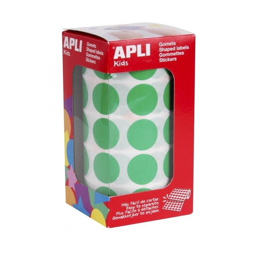 [9048755] APLI - Rollo 59 HOJAS GOMETS BRILLANTES REDONDOS VERDES 20 MM. Ø (Ref.4862)