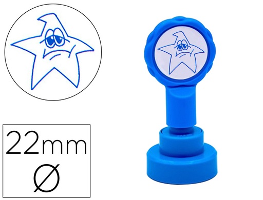 [2156718] ARTLINE - Sello emoticono estrella triste color azul 22 mm diametro (Ref. 11864)