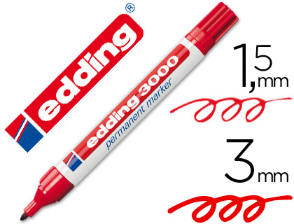 [9007319] EDDING - 3000 MARCADOR PERMANENTE PUNTA CONICA. TRAZO 1.5-3 MM. COLOR ROJO (Ref.3000-02)