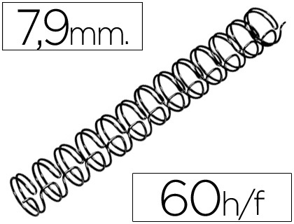 [2043815] GBC - ESPIRAL WIRE 3:1 7,9 MM N.5 NEGRO CAPACIDAD 60 HOJAS CAJA DE 100 UNIDADES (Ref.RG810510)