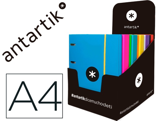 [2064667] LIDERPAPEL - CARPETA CON RECAMBIO ANTARTIK A4 CUADRO 5 MM FORRADA 4 ANILLAS 25MM COLORES SURTIDOS (Ref.KA36)