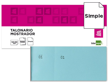 [2022960] LIDERPAPEL - TALONARIO MOSTRADOR 60X145 MM CELESTE CON MATRIZ (Ref.TL03)