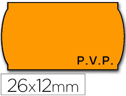 [2079901] METO - Etiquetas onduladas 26 x 12 mm fluor naranja pvp adh 2 rollo 1500 etiquetas troqueladas para etiquetadora tovel (Ref. 9156424)