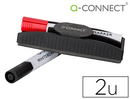 [2064800] Q-CONNECT - BORRADOR MAGNETICO CON ROTULADOR ROJO Y NEGRO PARA PIZARRA BLANCA (Ref.KF18633)