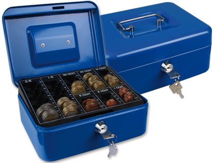 [2037657] Q-CONNECT - CAJA CAUDALES 8" 200X160X90 MM AZUL CON PORTAMONEDAS (Ref.KF03319)