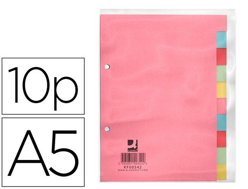 [2032587] Q-CONNECT - SEPARADOR CARTULINA JUEGO DE 10 SEPARADORES DIN A5 (Ref.KF00342)