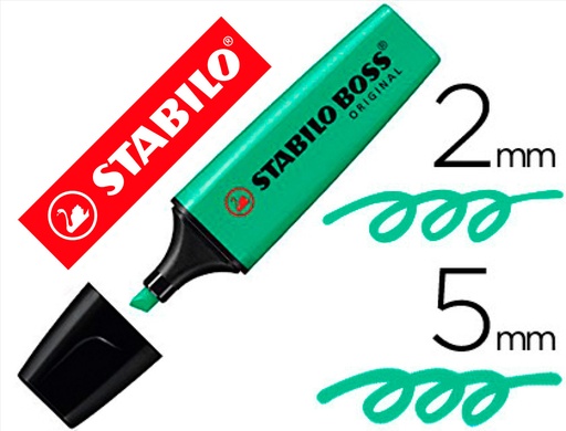 [9022766] STABILO - Marcador fluorescente Boss Original Trazo 2-5mm Punta biselada Punta biselada Turquesa (Ref.70/51)