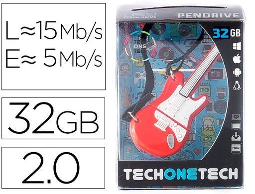 [9161859] TECH ON TECH - Memoria usb guitarra red one 32 gb (Ref. TEC5140-32)