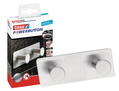 [2072128] TESA - PERCHERO ADHESIVO POWERBOTON DOBLE CARGA MAXIMA 12 KG 40X82X122 MM (Ref.59333-00000-00)
