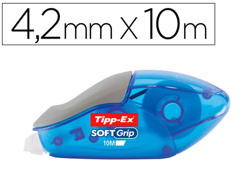 [9052739] TIPP-EX - Cinta correctora Soft grip Aplicacion frontal 4,2mmX10m Cuerpo azul translucido (Ref.895933)