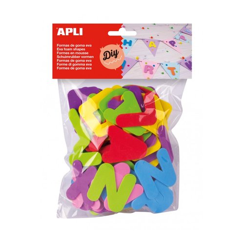 [1218102] APLI - Goma Eva Bolsa 104 ud Formas letras No adhesivo (Ref.13074)