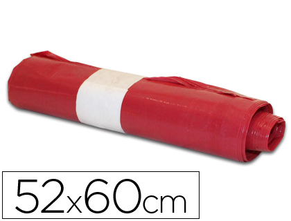 [2059928] BOLSA BASURA DOMESTICA ROJA 52X60CM GALGA 70 ROLLO DE 20 UNIDADES (Ref.10020207)