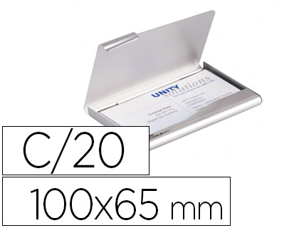 [2078345] DURABLE - TARJETERO ALUMINIO CAPACIDAD 20 TARJETAS DE VISITAS 55X90 MM COLOR PLATA 100X65 MM (Ref.2415-23)