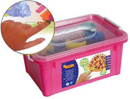 [2051932] JOVI - PINTURA DEDOS COLORES SURTIDOS -SET ESPONJA + PLANTILLAS (Ref.566)