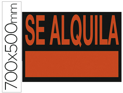 [2034503] LIDERPAPEL - CARTEL PLASTICO "SE ALQUILA" ROJO FLUORESCENTE 700X500 MM (Ref.SQ02)