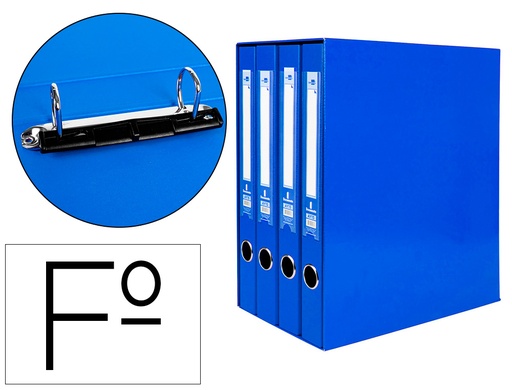 [2025069] LIDERPAPEL - MODULO 4 ARCHIVADORES FOLIO 2 ANILLAS MIXTAS 25MM AZUL (Ref.MD41)