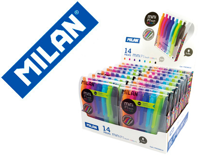 [9155372] MILAN - Boligrafo p1 retractil 1 mm touch mini estuche de 7 unidades colores surtidos expositor de 14 estuches (Ref. 176556914)
