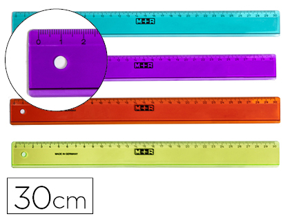[2063332] MOR - REGLA 30 CM PLASTICO COLORES SURTIDOS GRADUADA Y BISELADA (Ref.1130 0150)