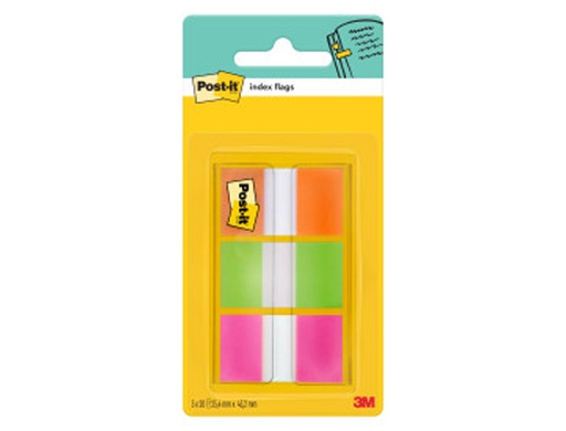 [9063085] POST-IT - Banderitas Adhesivas 3x20ud - 25,4x43mm - Verde, Naranja y Rosa (Ref.680-OLP/7100102571)
