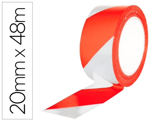 [2159784] Q-CONNECT - Cinta adhesiva de seguridad blanca y roja 20 mt x 48 mm (Ref. KF10397)