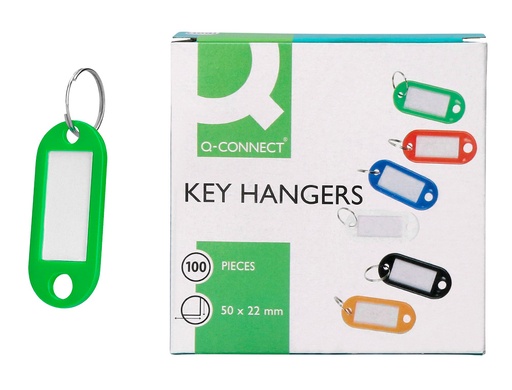 [2034240] Q-CONNECT - LLAVERO PORTAETIQUETAS EXPOSITOR DE 100 UNIDADES VERDE (Ref.KF02693)