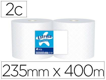 [2078534] AMOOS - PAPEL SECAMANOS INDUSTRIAL 2 CAPAS 235 MM X 400 MT PAQUETE DE 2 ROLLOS (Ref.J624012.1)