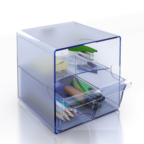 [1262556] ARCHIVO 2000 - Cubo organizador 2 cajones pequeños Azul Transparente 155x155x155 mm (Ref.6706AZTP)