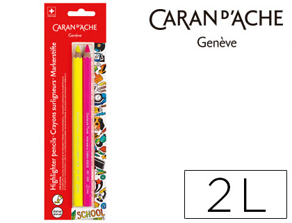 [2079534] CARAN D'ACHE - LAPIZ LINEA ESCOLAR MAXI FLUOR FSC BLISTER 1 AMARILLO 1 ROSA (Ref.491-702)