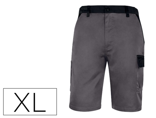 [2075783] DELTAPLUS - PANTALON DE TRABAJO BERMUDA CINTURA AJUSTABLE 5 BOLSILLOS COLOR GRIS VERDE TALLA XL (Ref.M6BERGR-XG)