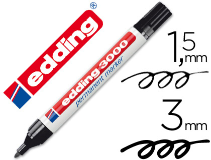 [9007300] EDDING - 3000. MARCADOR PERMANENTE PUNTA CONICA. TRAZO 1.5-3 MM. COLOR NEGRO. (Ref.3000-01)