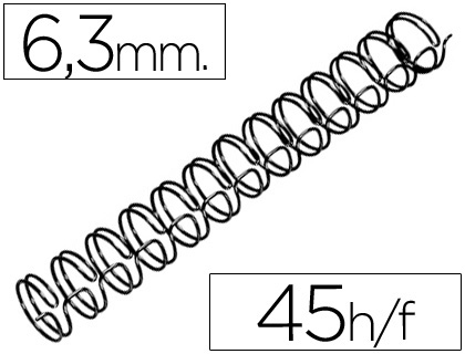 [2043814] GBC - ESPIRAL WIRE 3:1 6,3 MM N.4 NEGRO CAPACIDAD 45 HOJAS CAJA DE 100 UNIDADES (Ref.RG810410)