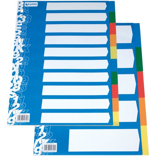[9931562] GRAFOPLÁS - SEPARADORES GRAFOPLAS PP OPACO Fº 10 pestañas 16 taladros (Ref.41290000)