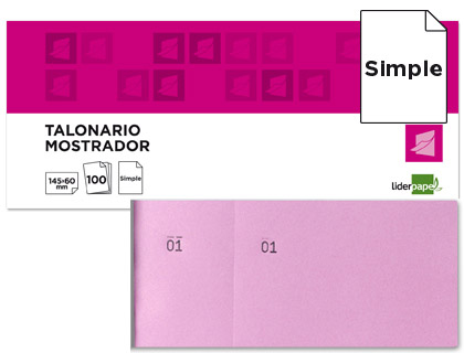 [2022957] LIDERPAPEL - TALONARIO MOSTRADOR 60X145 MM ROSA CON MATRIZ (Ref.TL05)