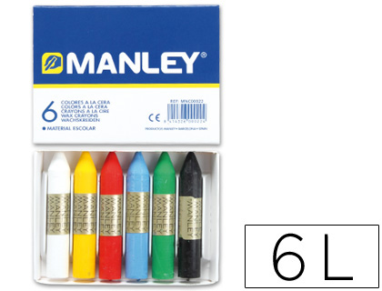 [9004483] MANLEY - Ceras Caja 6 ud Colores surtidos (Ref.MNC00022)