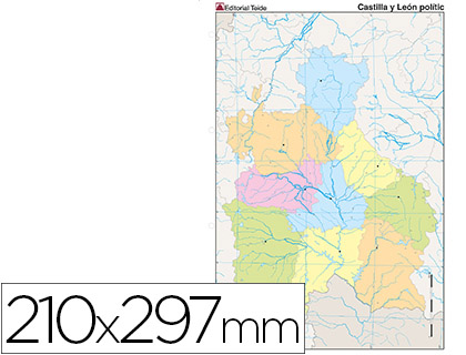 [2079432] MAPA MUDO COLOR DIN A4 CASTILLA-LEON POLITICO (Ref.7229-2)