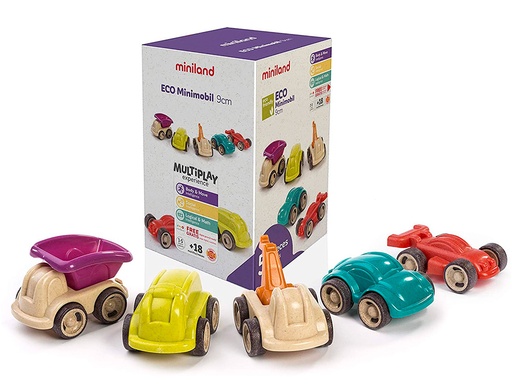 [9159408] MINILAND - Juego set de 5 minimobiles fabricados en material eco friendly 150x210x150 mm (Ref. 32154)