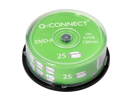 [2054740] Q-CONNECT - DVD-R CAPACIDAD 4,7GB DURACION 120MIN VELOCIDAD 16X BOTE DE 25 UNIDADES (CANON L.P.I. 5,25€ Incluido) (Ref.KF00255)
